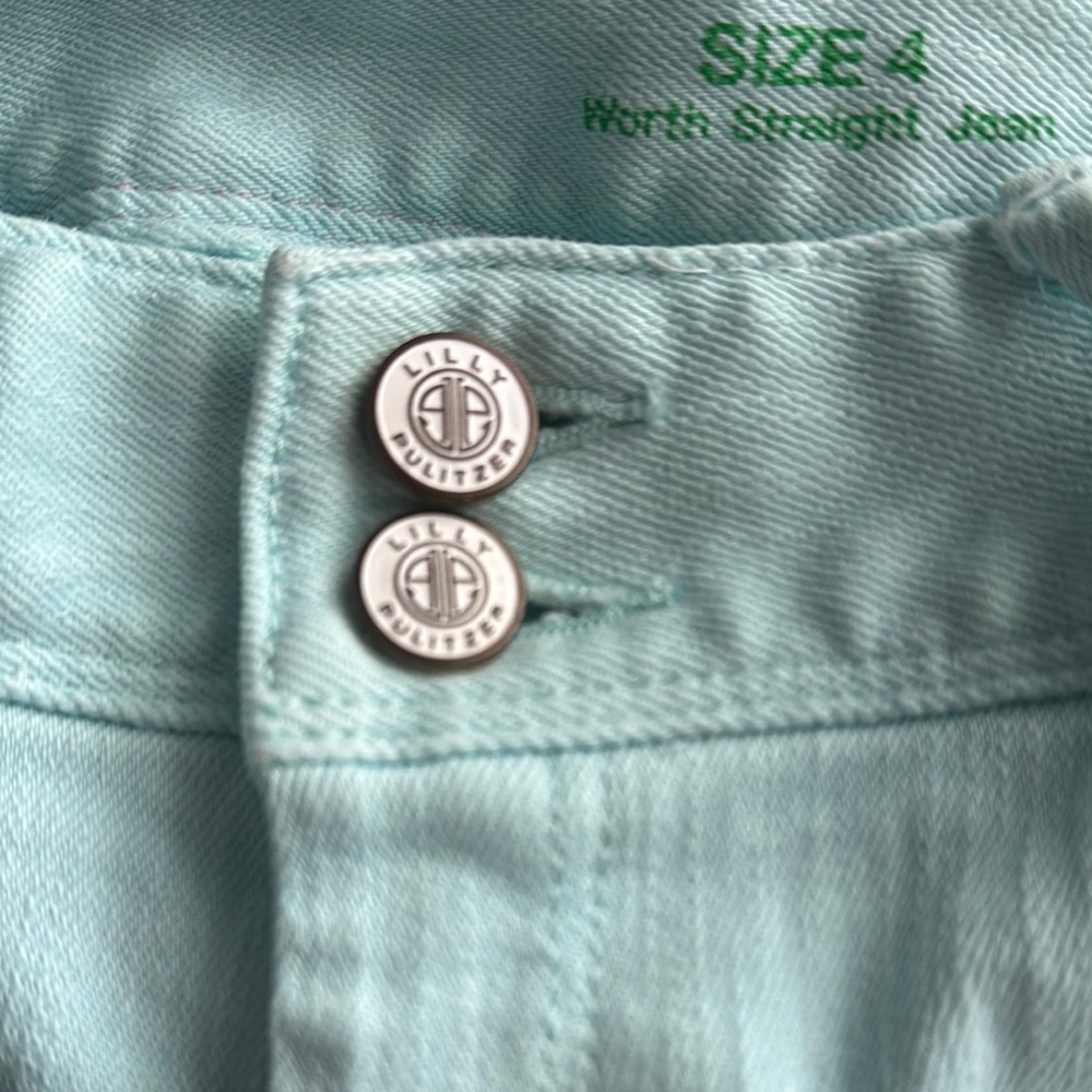 Lilly Pulitzer Light Teal Worth Straight Jeans - Picture 4 of 7